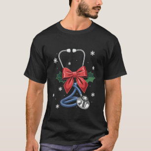 Weihnachtskrankenschwester Stethoskop Schleife Xma T-Shirt