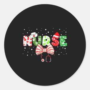 Weihnachtskrankenschwester-Stethoskop Xmas Coquett Runder Aufkleber