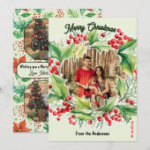 Weihnachtskranz 3 Foto Weihnachtskarte Feiertagskarte (Vorne/Hinten)