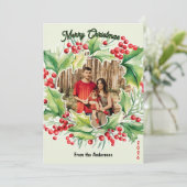 Weihnachtskranz 3 Foto Weihnachtskarte Feiertagskarte (Stehend Vorderseite)