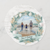 Weihnachtskranz am Strand mit Foto Feiertagskarte (Vorne/Hinten)