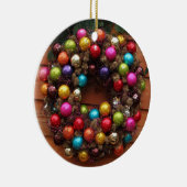 Weihnachtskranz an der Tür - bunte Bälle Keramik Ornament (Rechts)