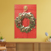 Weihnachtskranz an einer Tür Leinwanddruck (Insitu (Wohnzimmer))