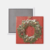 Weihnachtskranz an einer Tür Magnet (Vorderseite/Rückseite)