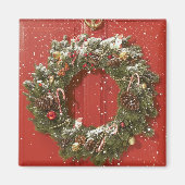 Weihnachtskranz an einer Tür Magnet (Vorne)