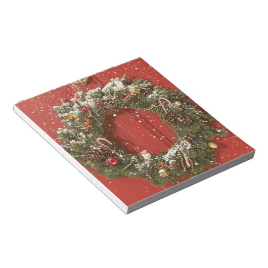 Weihnachtskranz an einer Tür Notizblock (angewinkelt)