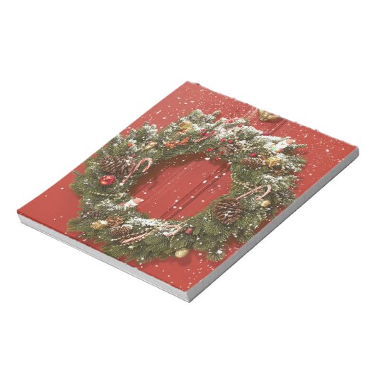 Weihnachtskranz an einer Tür Notizblock (Rotiert)