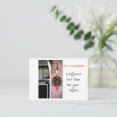 Weihnachtskranz an Tür neue Adresse Begleitkarte (Stehend Vorderseite)