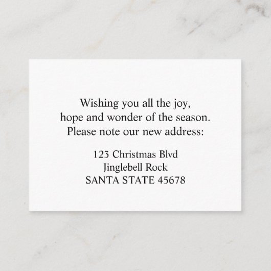 Weihnachtskranz an Tür neue Adresse Begleitkarte (Rückseite)