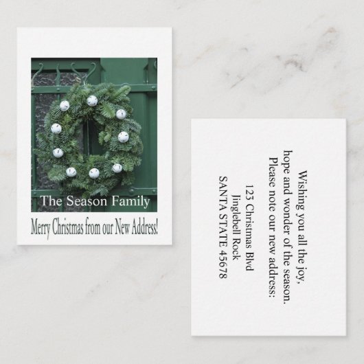 Weihnachtskranz an Tür neue Adresse Begleitkarte (Vorne/Hinten)