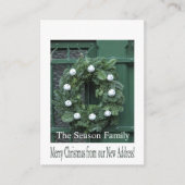 Weihnachtskranz an Tür neue Adresse Begleitkarte (Vorderseite)