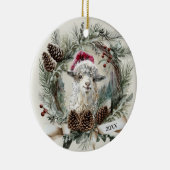 Weihnachtskranz Angoraziege Keramik Ornament (Rechts)