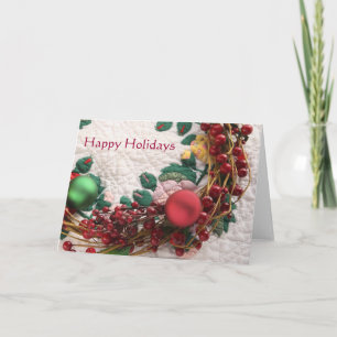 Weihnachtskranz auf einer Quilkarte Feiertagskarte