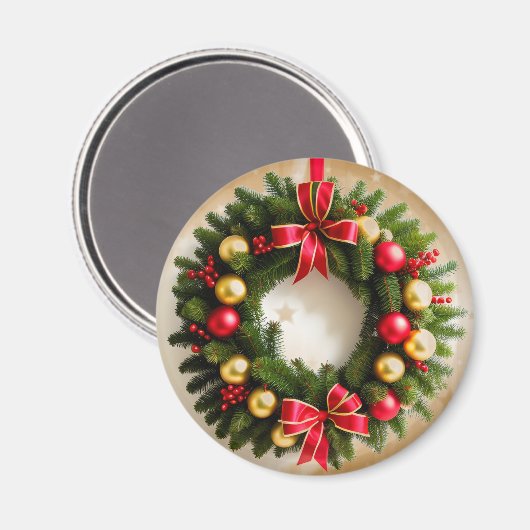 Weihnachtskranz auf Starry Gold Magnet (Vorderseite/Rückseite)
