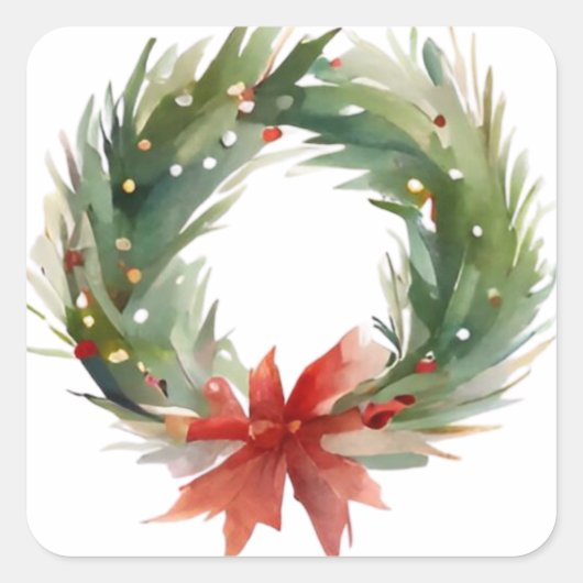 Weihnachtskranz-Aufkleber Quadratischer Aufkleber (Vorderseite)