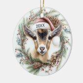 Weihnachtskranz Babyziege  Keramik Ornament (Links)