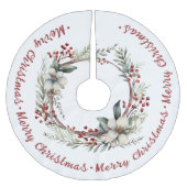 Weihnachtskranz Blume und Beeren Polyester Weihnachtsbaumdecke (Vorderseite)