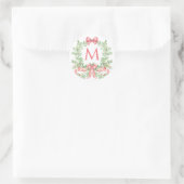 Weihnachtskranz Bonbonrohr Bogen | Monogramm Runder Aufkleber (Tasche)