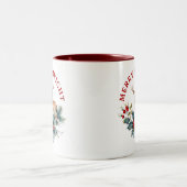Weihnachtskranz & Braunhirsche Zweifarbige Tasse (Mittel)