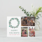 Weihnachtskranz CUSTOM 3 FOTOS Grillurlaub Karte (Stehend Vorderseite)