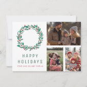 Weihnachtskranz CUSTOM 3 FOTOS Grillurlaub Karte (Vorderseite)