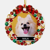 Weihnachtskranz Custom Dog Pet Foto Keramik Ornament (Vorne)