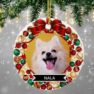 Weihnachtskranz Custom Dog Pet Foto Keramik Ornament