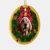 Weihnachtskranz Custom Hund Modernes Niedliches Ha Keramik Ornament (Rechts)