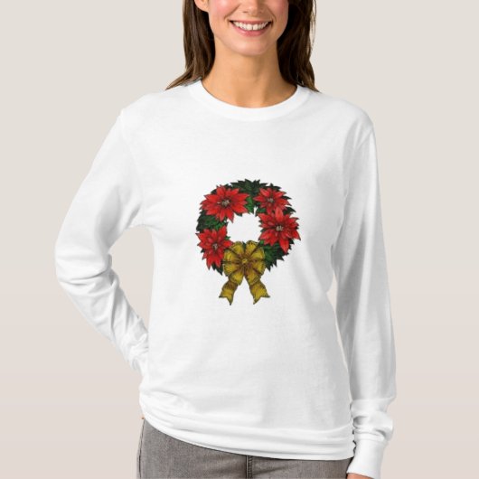 WeihnachtsKranz-Damen langes Sleev… - Besonders T-Shirt (Vorderseite)
