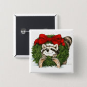 WeihnachtsKranz-Dekoration und Waschbär Button (Vorne & Hinten)