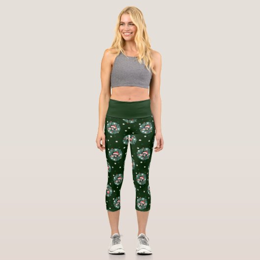 Weihnachtskranz der 1970er Jahre - Alien Capri Leggings (Vorderseite)
