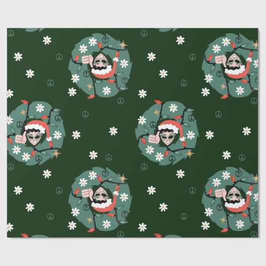 Weihnachtskranz der 1970er Jahre - Alien Geschenkpapier (Flach)