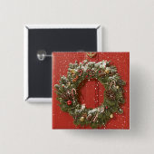 WeihnachtsKranz, der an einer Tür hängt Button (Vorne & Hinten)