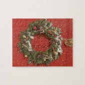 WeihnachtsKranz, der an einer Tür hängt Puzzle (Horizontal)