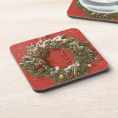 WeihnachtsKranz, der an einer Tür hängt Untersetzer (Linke Seite)