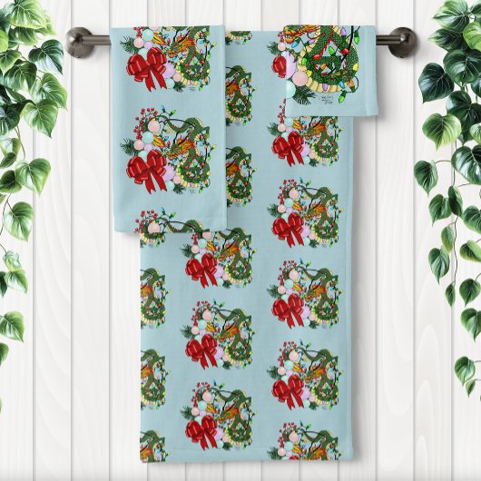 Weihnachtskranz des chinesischen Drachen Badhandtuch Set