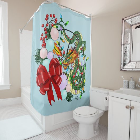 Weihnachtskranz des chinesischen Drachen Duschvorhang (Beispiel)