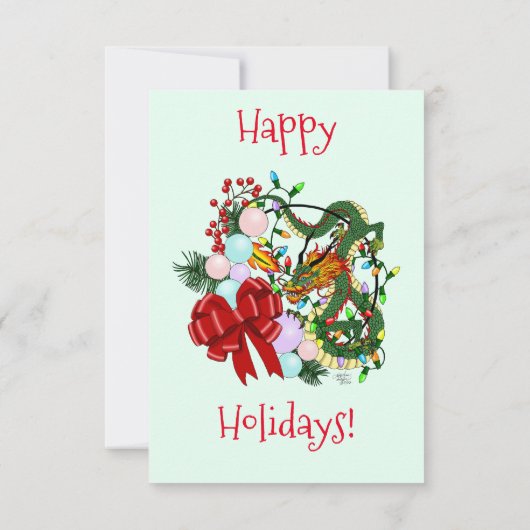 Weihnachtskranz des chinesischen Drachen Einladung (Rückseite)