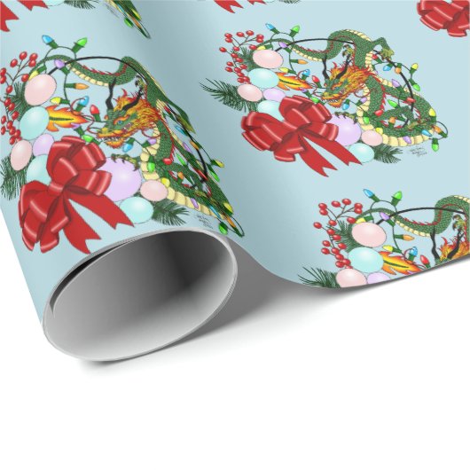 Weihnachtskranz des chinesischen Drachen Geschenkpapier (Rolleneckpunkt)