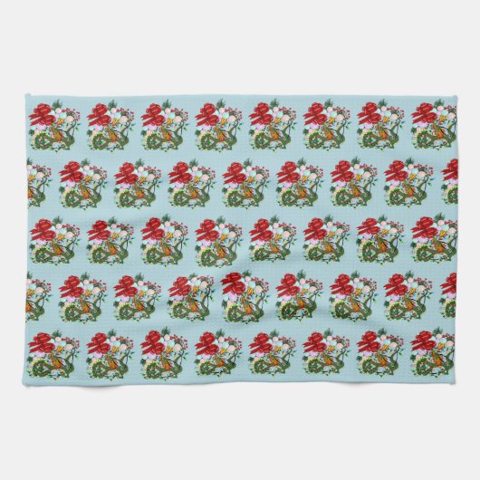 Weihnachtskranz des chinesischen Drachen Geschirrtuch (Horizontal)