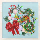 Weihnachtskranz des chinesischen Drachen Glasuntersetzer (Vorderseite)