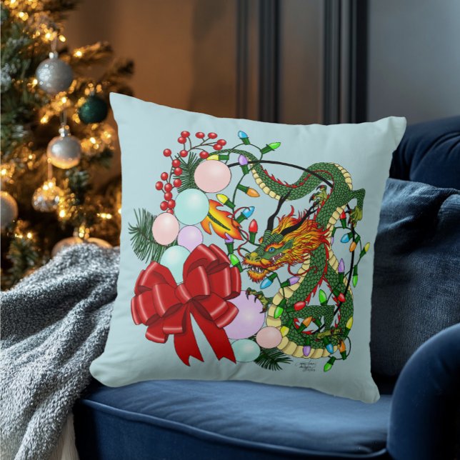 Weihnachtskranz des chinesischen Drachen Kissen (Von Creator hochgeladen)