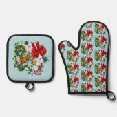 Weihnachtskranz des chinesischen Drachen Ofenhandschuh & Topflappen-Set (Vorderseite)