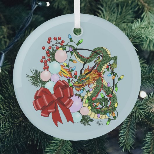 Weihnachtskranz des chinesischen Drachen Ornament Aus Glas