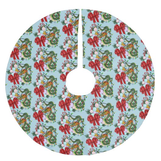 Weihnachtskranz des chinesischen Drachen Polyester Weihnachtsbaumdecke (Vorderseite)