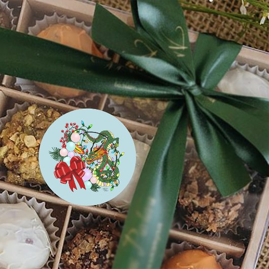 Weihnachtskranz des chinesischen Drachen Runder Aufkleber