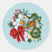 Weihnachtskranz des chinesischen Drachen Runder Aufkleber (Vorderseite)