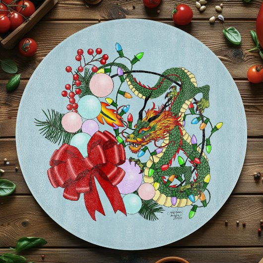 Weihnachtskranz des chinesischen Drachen Schneidebrett