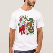 Weihnachtskranz des chinesischen Drachen T-Shirt (Vorderseite)