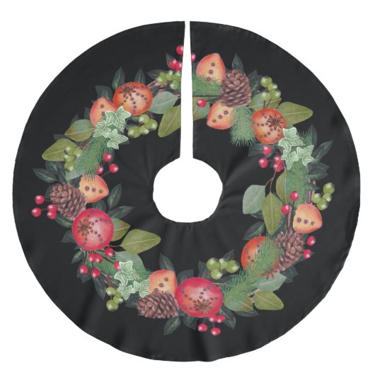 Weihnachtskranz-Design - Weihnachtsbaumrock Polyester Weihnachtsbaumdecke (Vorderseite)